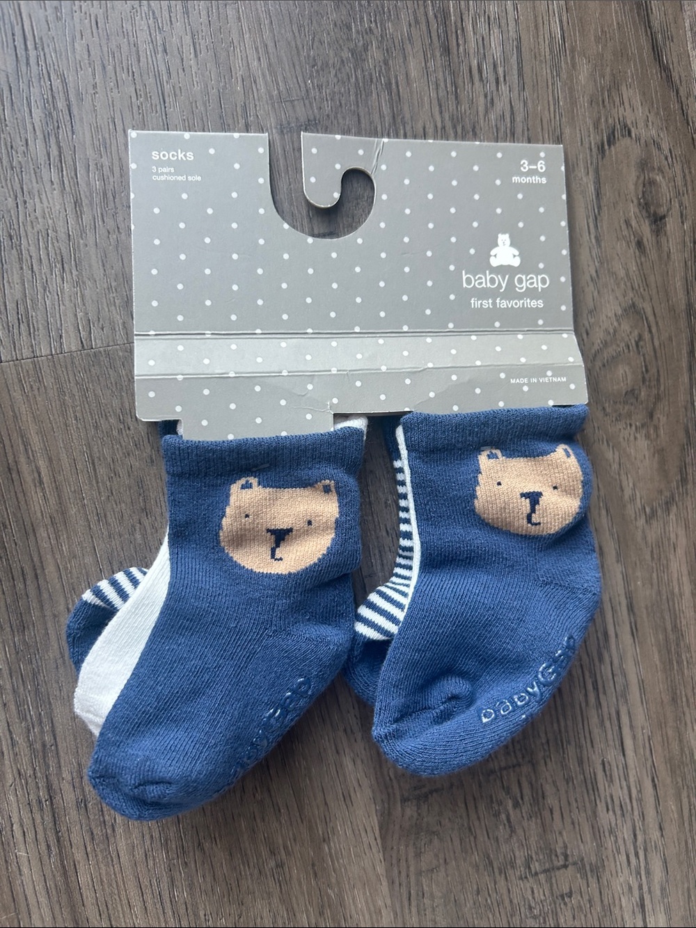 GAP Navy Blue Bear Baby Socks - 3-6 Months